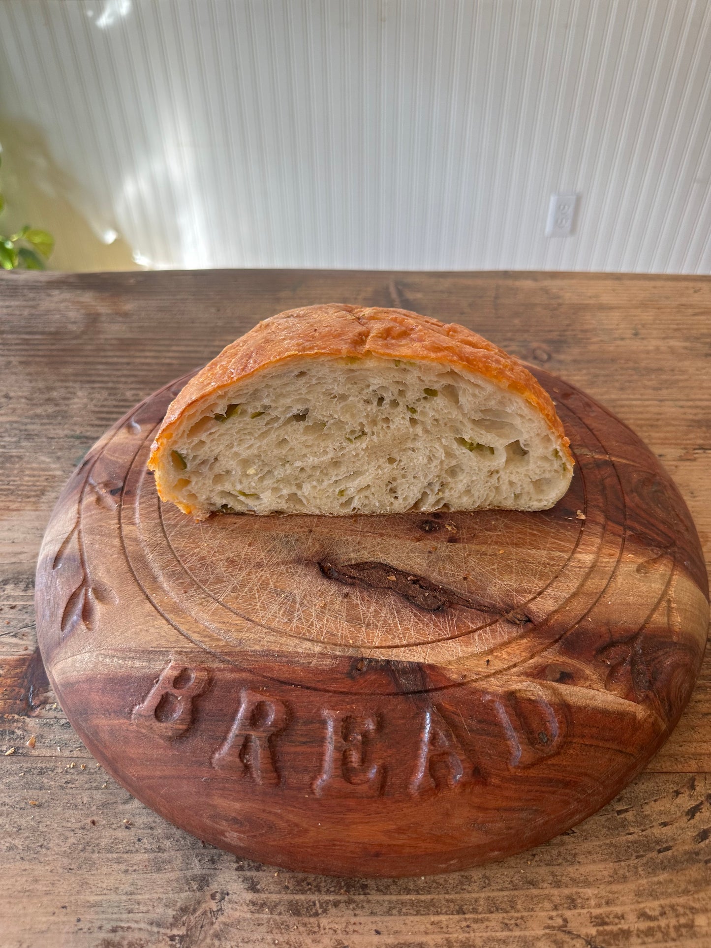 Sharp Cheddar Topped Jalapeño Sourdough Bread