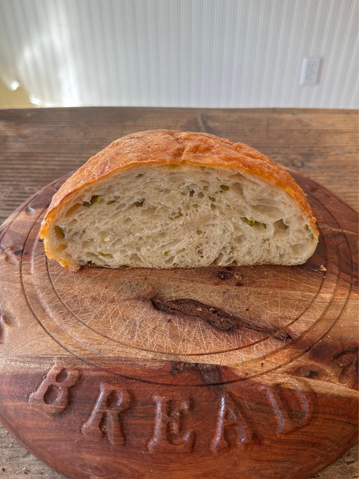 Sharp Cheddar Topped Jalapeño Sourdough Bread